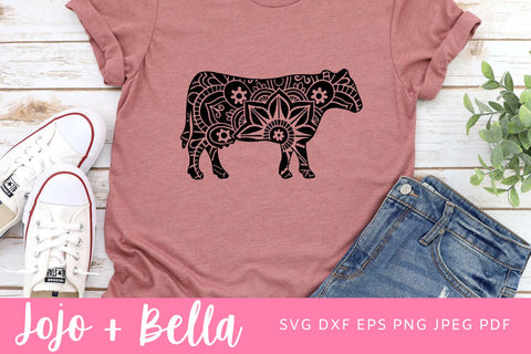 Mandala Cow SVG, Zentangle Svg, Mandala svg, Cow svg file, Mandala Cow Clipart, Mandala T-shirt Vinyl Decal, Mandala Farm Animals Svg SVG Jojo&Bella 