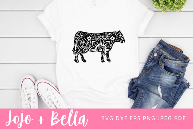 Mandala Cow SVG, Zentangle Svg, Mandala svg, Cow svg file, Mandala Cow Clipart, Mandala T-shirt Vinyl Decal, Mandala Farm Animals Svg SVG Jojo&Bella 