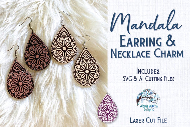 Mandala Earring File for Glowforge or Laser Cutter SVG Wispy Willow Designs 