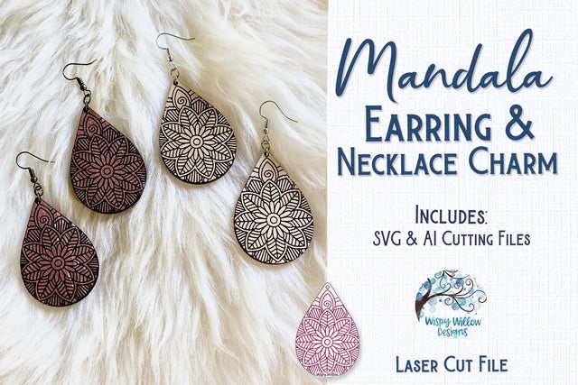 Mandala Earring File for Glowforge or Laser Cutter SVG Wispy Willow Designs 
