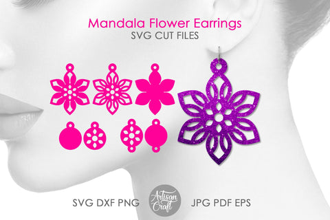 Mandala Earring SVG files for laser cutting SVG Artisan Craft SVG 