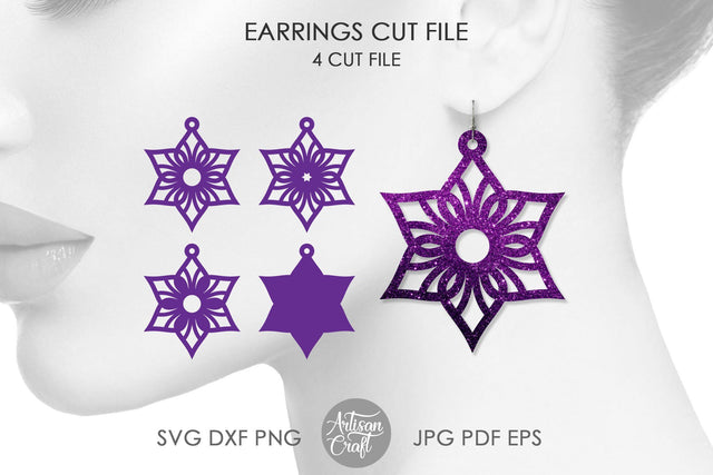 Mandala earring SVG, laser cut earrings SVG Artisan Craft SVG 