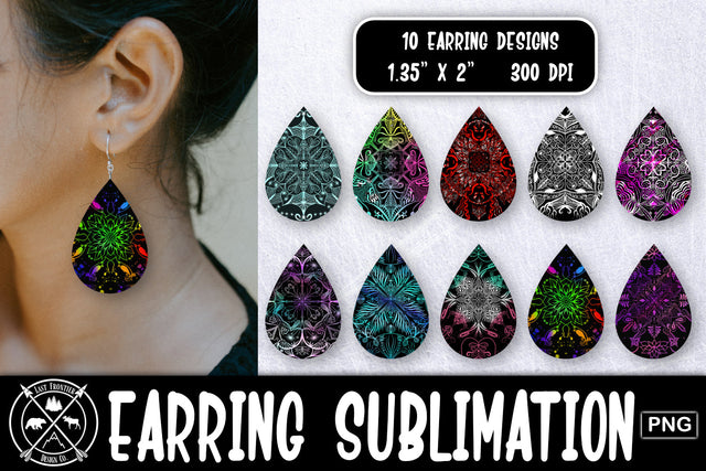 Mandala Earrings Sublimation|Earrings png Sublimation Last Frontier Design Co. 