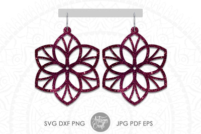 Mandala earrings, SVG, floral earrings SVG Artisan Craft SVG 