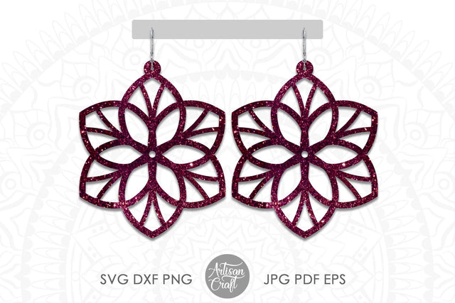 Mandala earrings, SVG, floral earrings SVG Artisan Craft SVG 