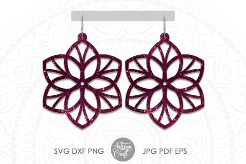 Mandala earrings, SVG, floral earrings SVG Artisan Craft SVG 