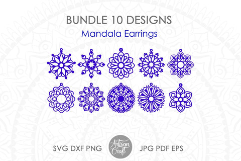 Mandala Earrings SVG ,Laser cut earring template SVG Artisan Craft SVG 