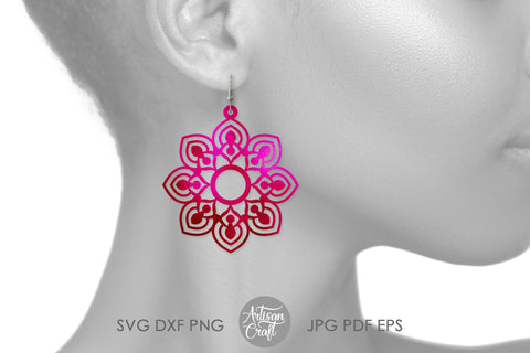 Mandala Earrings SVG ,Laser cut earring template SVG Artisan Craft SVG 