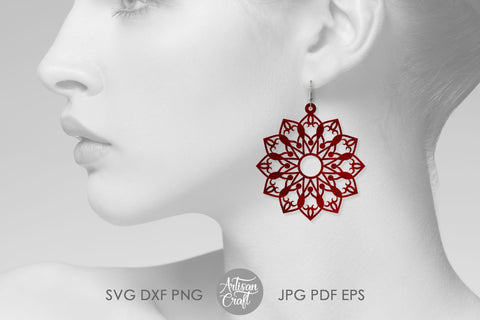 Mandala Earrings SVG ,Laser cut earring template SVG Artisan Craft SVG 