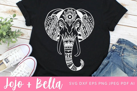 Mandala Elephant Head SVG, Zentangle Elephant Face Svg, Mandala Elephant svg, Elephant Head Svg file, Tribal Elephant Svg, Mandala Clipart, Mandala T-shirt Vinyl Decal SVG Jojo&Bella 