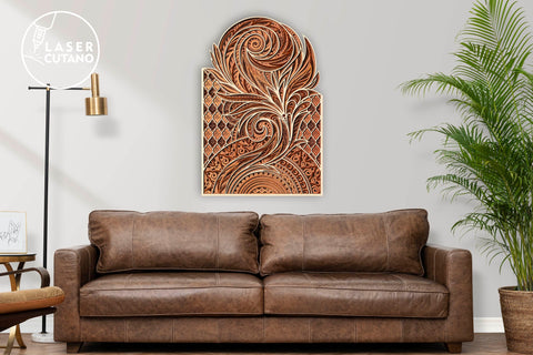 MANDALA FEATHER Multilayer Laser Cut Decoration, Wall Art SVG LaserCutano 