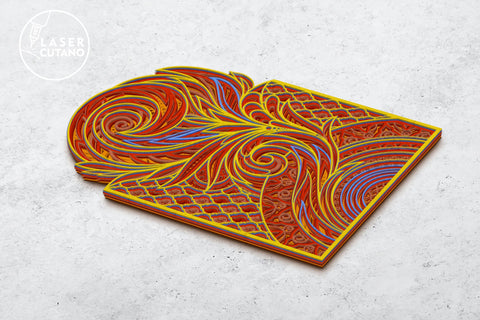 MANDALA FEATHER Multilayer Laser Cut Decoration, Wall Art SVG LaserCutano 