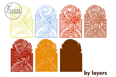 MANDALA FEATHER Multilayer Laser Cut Decoration, Wall Art SVG LaserCutano 