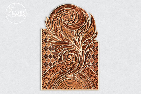MANDALA FEATHER Multilayer Laser Cut Decoration, Wall Art SVG LaserCutano 