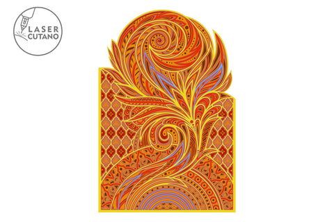 MANDALA FEATHER Multilayer Laser Cut Decoration, Wall Art SVG LaserCutano 