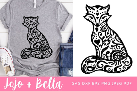 Mandala Fox SVG, Zentangle Svg, Mandala svg, Fox svg file, Tribal Fox Svg, Svg files for Cricut. SVG Jojo&Bella 