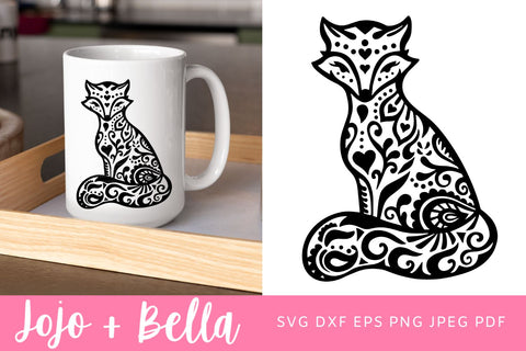 Mandala Fox SVG, Zentangle Svg, Mandala svg, Fox svg file, Tribal Fox Svg, Svg files for Cricut. SVG Jojo&Bella 