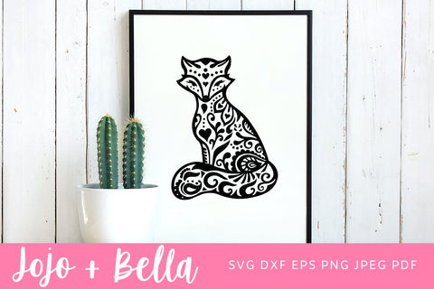 Mandala Fox SVG, Zentangle Svg, Mandala svg, Fox svg file, Tribal Fox Svg, Svg files for Cricut. SVG Jojo&Bella 