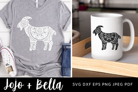 Mandala Goat SVG, Zentangle Goat Svg, Patterned Goat SVG, Goat SVG file, Mandala Goat Clipart, Mandala Decal, Mandala Farm Animals Svg SVG Jojo&Bella 
