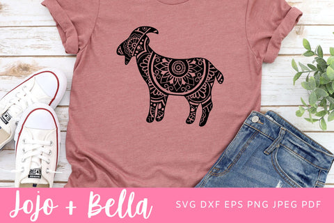 Mandala Goat SVG, Zentangle Goat Svg, Patterned Goat SVG, Goat SVG file, Mandala Goat Clipart, Mandala Decal, Mandala Farm Animals Svg SVG Jojo&Bella 