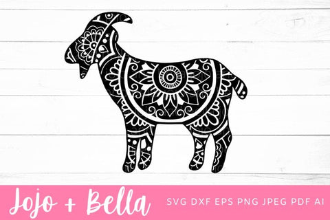 Mandala Goat SVG, Zentangle Goat Svg, Patterned Goat SVG, Goat SVG file, Mandala Goat Clipart, Mandala Decal, Mandala Farm Animals Svg SVG Jojo&Bella 