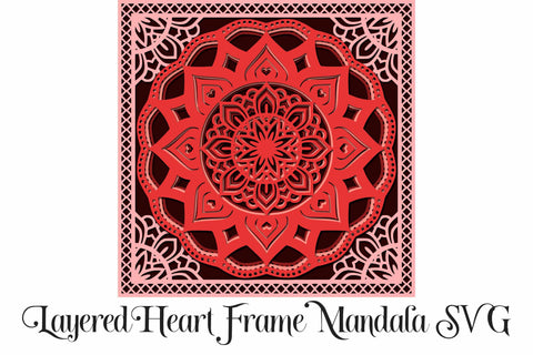 Mandala Heart Frame Layered SVG - 5 Layers SVG Digital Honeybee 