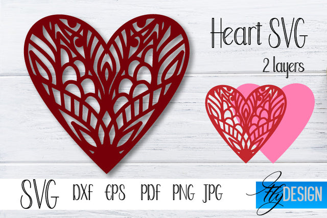 Mandala Heart SVG. Heart SVG. Valentines Day SVG. v 1-2. SVG Fly Design 