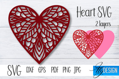 Mandala Heart SVG. Heart SVG. Valentines Day SVG. v 1-3. SVG Fly Design 
