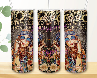 Mandala Hippie Flower Child 20oz Skinny Tumbler Sublimation Wrap Design PNG Digital Download Sublimation sassyprint 