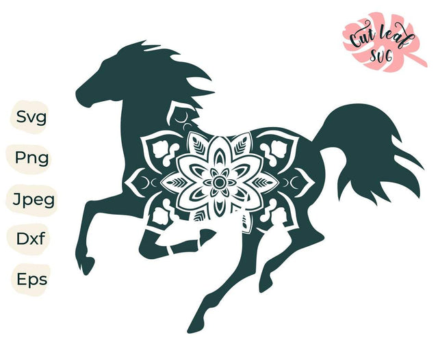 Mandala horse svg, horse svg, horse head svg, mandala svg, zentangle svg, zentangle horse svg, horse clipart, farm svg, country svg SVG CutLeafSvg 