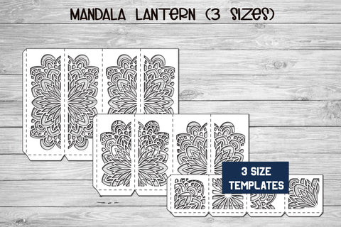 Mandala Lantern SVG, 3d SVG Candle Holder, 3 Size Template. 3D Paper Elinorka 