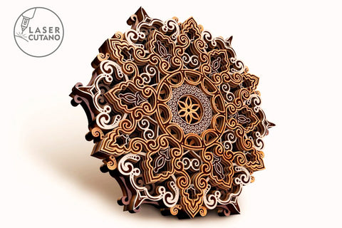 MANDALA Laser Engraved Art Laser Cut Wood, Paper Cut Design SVG LaserCutano 