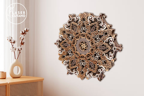 MANDALA Laser Engraved Art Laser Cut Wood, Paper Cut Design SVG LaserCutano 