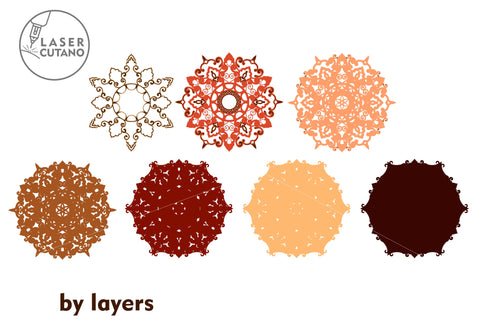 MANDALA Laser Engraved Art Laser Cut Wood, Paper Cut Design SVG LaserCutano 