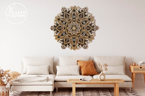MANDALA Laser Engraved Art Laser Cut Wood, Paper Cut Design SVG LaserCutano 