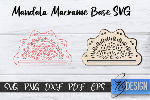 Mandala Macrame base SVG | Macrame Laser Cut SVG | CNC files SVG Fly Design 
