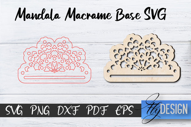 Mandala Macrame base SVG | Macrame Laser Cut SVG | CNC files SVG Fly Design 