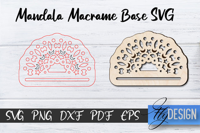 Mandala Macrame base SVG | Macrame Laser Cut SVG | CNC files SVG Fly Design 