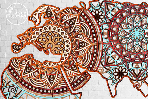 MANDALA MAP Multilayer Laser Cut Files, Mandala, Round SVG, 3D Designs SVG LaserCutano 