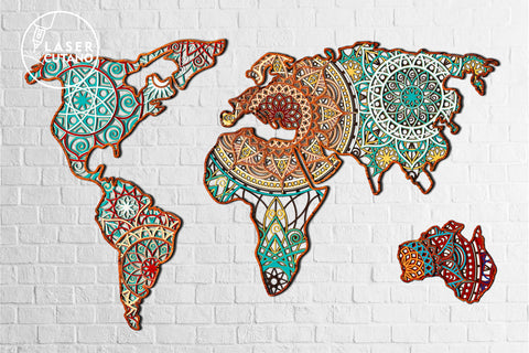 MANDALA MAP Multilayer Laser Cut Files, Mandala, Round SVG, 3D Designs SVG LaserCutano 