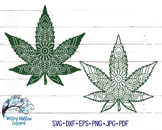 Mandala Marijuana Leaf SVG SVG Wispy Willow Designs 