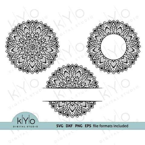 Mandala Monogram frames svg png dxf files bundle SVG kYo Digital Studio 