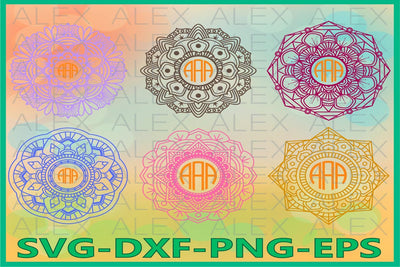 Mandala Monogram Frames SVG SVG AlexSVGStudio 