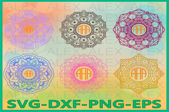 Mandala Monogram Frames SVG SVG AlexSVGStudio 