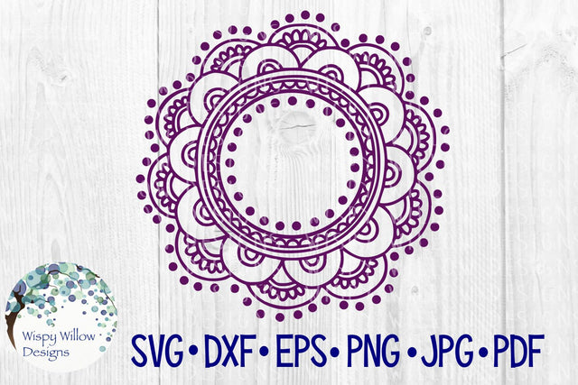 Mandala Monogram Name Frame SVG Wispy Willow Designs 