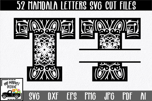 Mandala Monogram SVG Cut File Bundle - Includes 2 Sets SVG Old Market