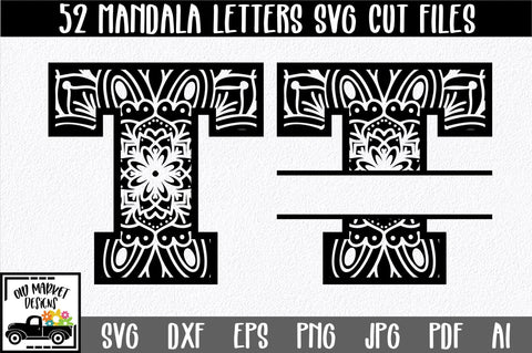 Mandala Monogram SVG Cut File Bundle - Includes 2 Sets SVG Old Market 