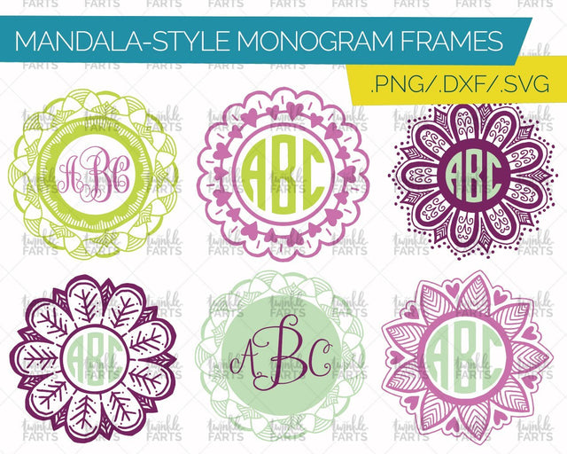 Mandala Monograms SVG Set SVG Twinklefarts Shop