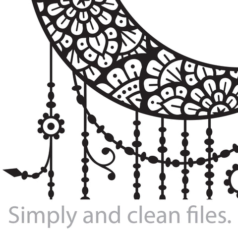 Mandala moon with feathers SVG TribaliumArtSF 