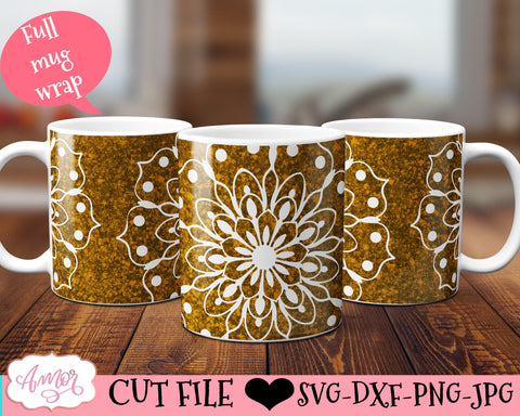 Mandala Mug Wrap SVG for Cricut infusible ink SVG Amorclipart 